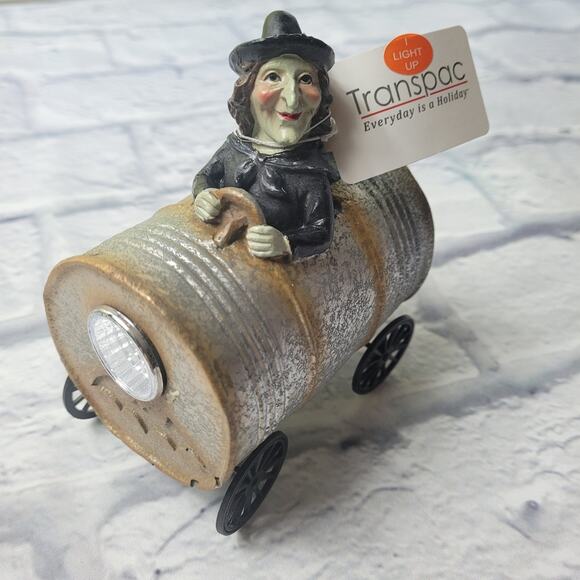 Transpac Resin 5in Silver Halloween Light Up Musical Barrel Figurine Set of 3 - Picture 6 of 15